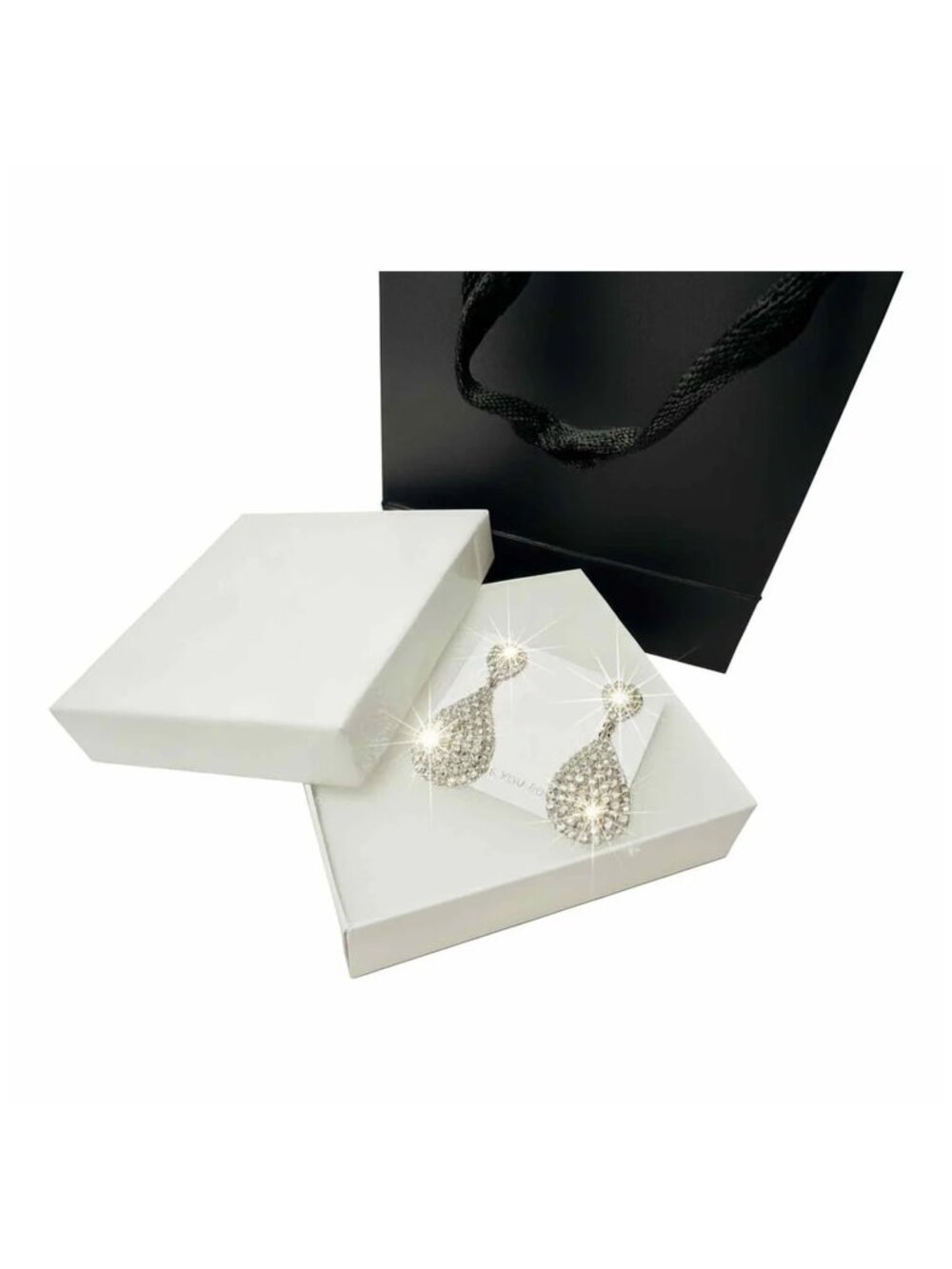 Silver Rhinestone Teardrop Earrings | Bridal Statement Jewelry